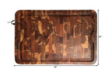 Mountain Woods Brown Extra Large Organic End-Grain Hardwood Acacia Cutting Board w/ Juice groove - 24"