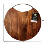 Mountain Woods Brown Round Acacia Cutting Board w/ Copper Handle - 15"