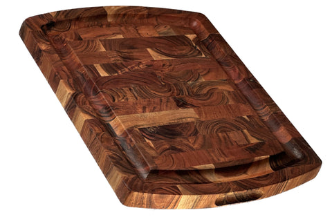 Mountain Woods Brown Extra Large Organic End-Grain Hardwood Acacia Cutting Board w/ Juice groove - 15"