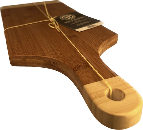 Simply Bamboo Natural Brown Organic Edge-Grain bamboo wood Paddle  Server/Cutting Board, 16”X6”X.750”