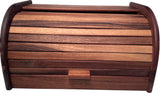 Mountain Woods Brown Acacia Wood Large Bread Box and Storage Box with Rolltop Lid - 15.875"