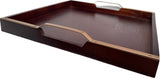 Mountain Woods Brown Large Wooden Serving Tray with Copper Finished Handles - 20"