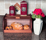 Mountain Woods Brown Acacia Wood Large Bread Box and Storage Box with Rolltop Lid - 15.875"