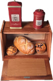 Mountain Woods Brown Acacia Wood Antique Style Extra Large Bread Box with Rattan Lid - 16"