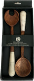 Mountain Woods Set of 2 Luxury & Elegant Himalayan Marble and Solid wood Salad Server / Utensil set - 12"