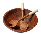 Mountain Woods Set of 2 Luxury & Elegant Himalayan Marble and Solid wood Salad Server / Utensil set - 12"