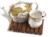 Handmade Adorable Rectangle Teak Wood Trivet for Hot Dishes, Pot Pan or Tea Pot Holder, Approximately 8.5”X 7”