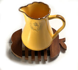 Handmade Adorable Apple Teak Wood Trivet for Hot Dishes, Pot Pan or Tea Pot Holder, Approximately 8.5”X 7”