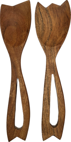 Mountain Woods Set of 2 Luxury & Elegant Acacia Salad Server / Utensil set - 12"