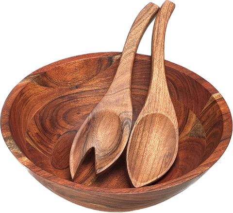 Mountain Woods Set of 2 Luxury & Elegant Acacia Salad Server / Utensil set - 12"