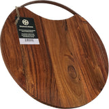 Mountain Woods Brown Round Acacia Cutting Board w/ Copper Handle - 15"
