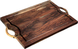 Mountain Woods 24”X15”X1” Sheesham Cutting Board or Serving Tray  W/Juice Groove and wood handle (﻿Maximum 5 Per Order Please.)