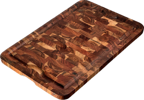 Villa Acacia Large Wood Cutting Board with Juice Groove, 2.5 inch Thick, 17x12 inch End Grain Block