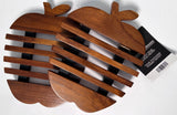 Handmade Adorable Apple Teak Wood Trivet for Hot Dishes, Pot Pan or Tea Pot Holder, Approximately 8.5”X 7”