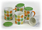 Hues & Brews Multi-color 4 Piece "Fresh Squeezed" Lidded Tea Infuser Mug Set - 4.75"