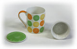 Hues & Brews Multi-color 4 Piece "Fresh Squeezed" Lidded Tea Infuser Mug Set - 4.75"