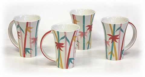 Hues & Brews Multi-color 12-Ounce Mug Bamboo, Set of 4 - 5"