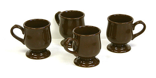 Hues & Brews Cocoa 4 Piece 10 Oz. Cocoa Pedestal Mug Set - 5"