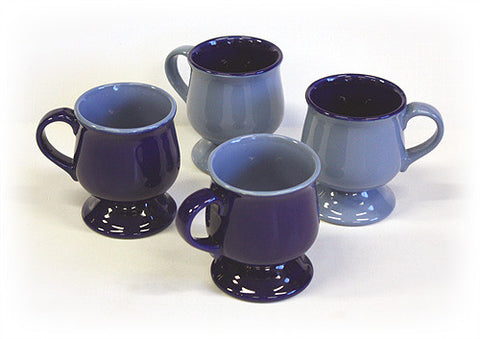 Hues & Brews Sky & Ocean Blue 4 Piece 10 Oz. Pedestal Mug Set - 4.5"