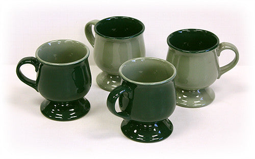 4 Piece Fir Green and Moss Pedestal Mug Set