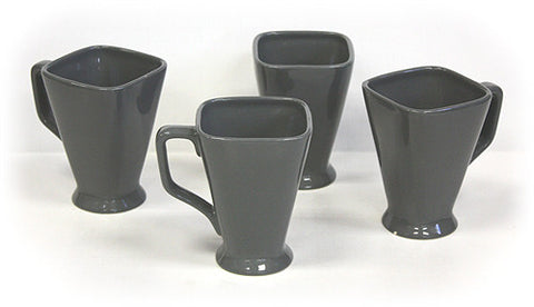 Hues & Brews Storm Gray Square 14-Ounce Pedestal Mug set - 5"