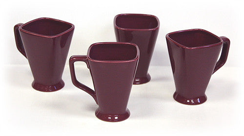 Hues & Brews Mulberry purple 4 Piece 14 Oz. Baton Rouge Square Pedestal Mug Set - 5"