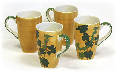 Hues & Brews Multi-color 4 Piece 20 Oz. Summer Leaves Extra Large Mug Set - 6"