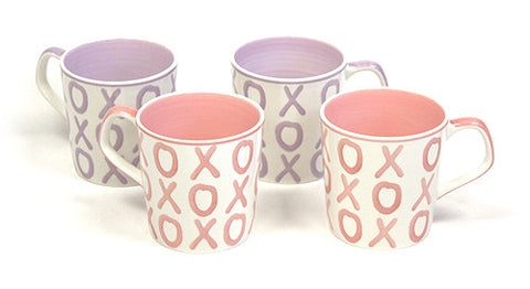 Hues & Brews Pink, Lavender 4 Piece 15 Oz. XOXO Mug Set - 5.25"