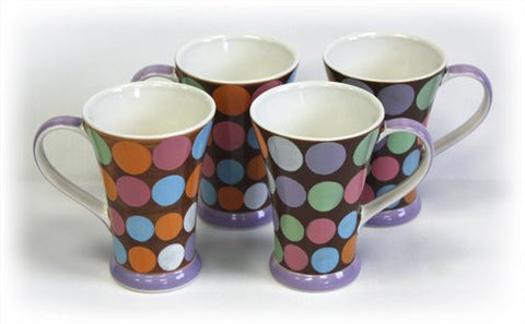Hues & Brews Multi-color 4 Piece Dots Mug Set - 5.25"