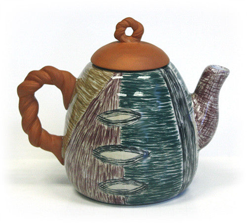 Hues & Brews Multi-color Hand Painted Harvest Tones 40 Oz. Teapot - 8.5"