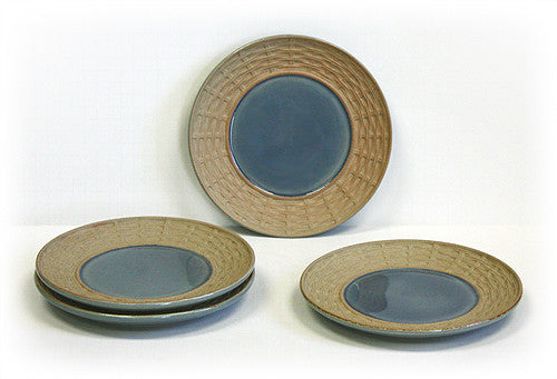 Hues & Brews 4 Piece Blue Siam Celadon Dessert & Snack Plates 1