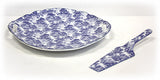 Hues & Brews White/Laura Blue Cakeplate and Server Set - 11.38"