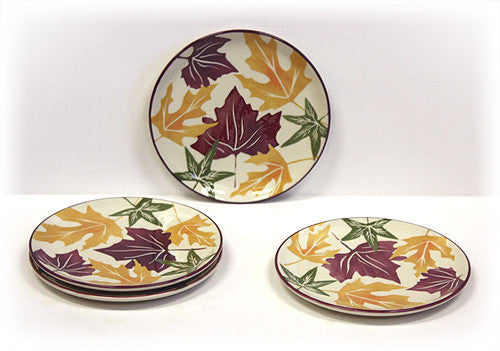 Hues & Brews 4 Piece Multi-Color Autumn Leaves Dessert and Snack Plates 1