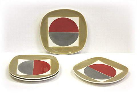 Hues & Brews 4 Piece Multi-Color Radius Dessert and Snack Plates 1