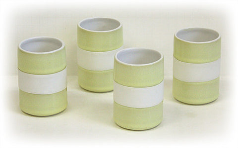 Hues & Brews 4 Piece 8 Oz. Bamboo Green Silicone Banded Mug Set 1