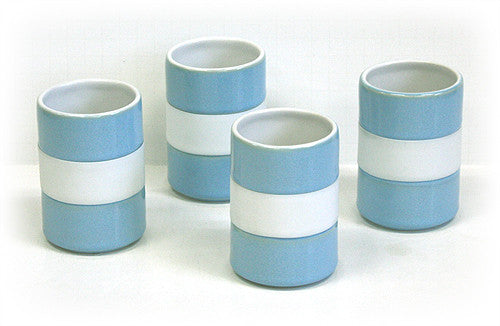 Hues & Brews 4 Piece 8 Oz. Sky Blue Silicone Banded Mug Set 1