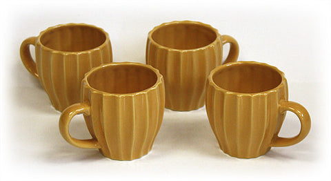 Hues & Brews 4 Piece 6 Oz. Mineral Yellow Textured Tea Mug Set 1
