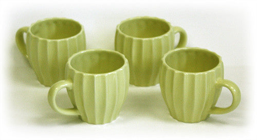 Hues & Brews 4 Piece 6 Oz. Bamboo/Yellow Green Textured Tea Mug Set 1
