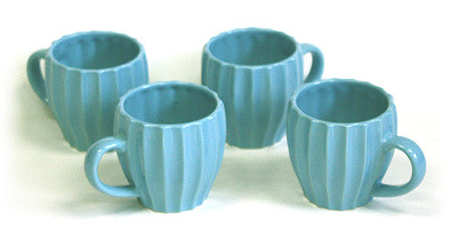 Hues & Brews 4 Piece 6 Oz. Sky Blue Textured Tea Mug Set 1