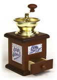Hues & Brews Brown Delft Blue Farmhouse Coffee Grinder with Open Hopper -9.5"