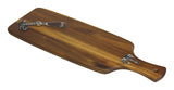 Mountain Woods Brown Palm Tree Acacia Hardwood Paddle Cutting/Serving Board and Spreader Knife Set 1
