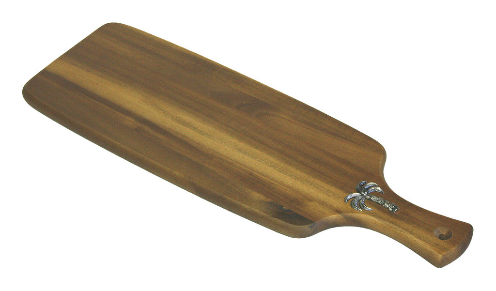 Mountain Woods Brown Palm Tree Acacia Hardwood Paddle Cutting and Serving Board 1