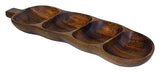 Mountain Woods Dark Brown 4 Compartment Acacia Wood Tamarind Snack Serving Tray 1