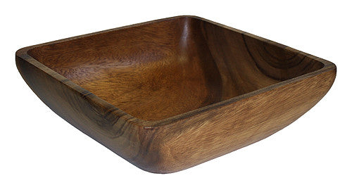 Mountain Woods Dark Brown Square Artisan Acacia Wood Serving Bowl 1