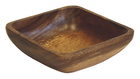 Mountain Woods Dark Brown Square Artisan Acacia Wood Bowl 1