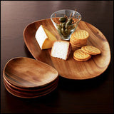 Mountain Woods Brown 5 Piece Organic Artisan Acacia Wood Serving Tray Set -16"