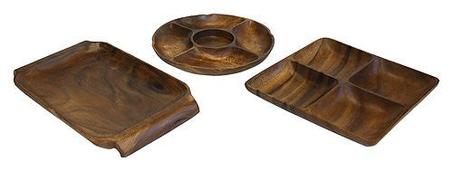 Mountain Woods 3 Piece Artisan Acacia Wood Party Appetizer / Snack Serving Tray Set