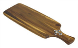 Mountain Woods Brown Fleur-De-Lis Acacia Hardwood Paddle Cutting/Serving Board and Spreader Knife Set 4