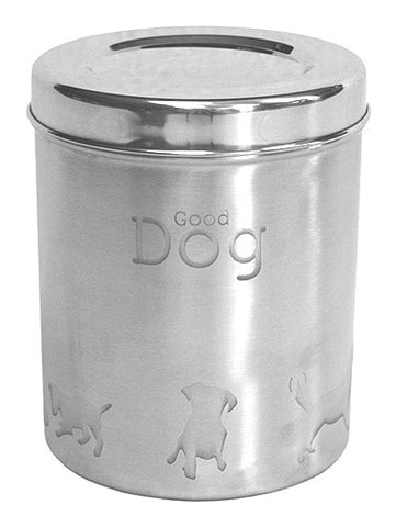 Stainless Steel Food Canister - 3.1 qt. / 98 fl. oz. - 6" (D) x 7.5"(H) (Good Dog)
