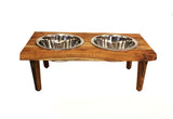 Mountain Woods Large Pet Server Made with Live Edge Acacia Hardwood, 21.125”X12”X 7.375”H, perfect for Medium to Large pets